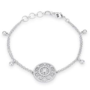 .5 Ct Rhodium Bracelet Interlocking Circles and CZ